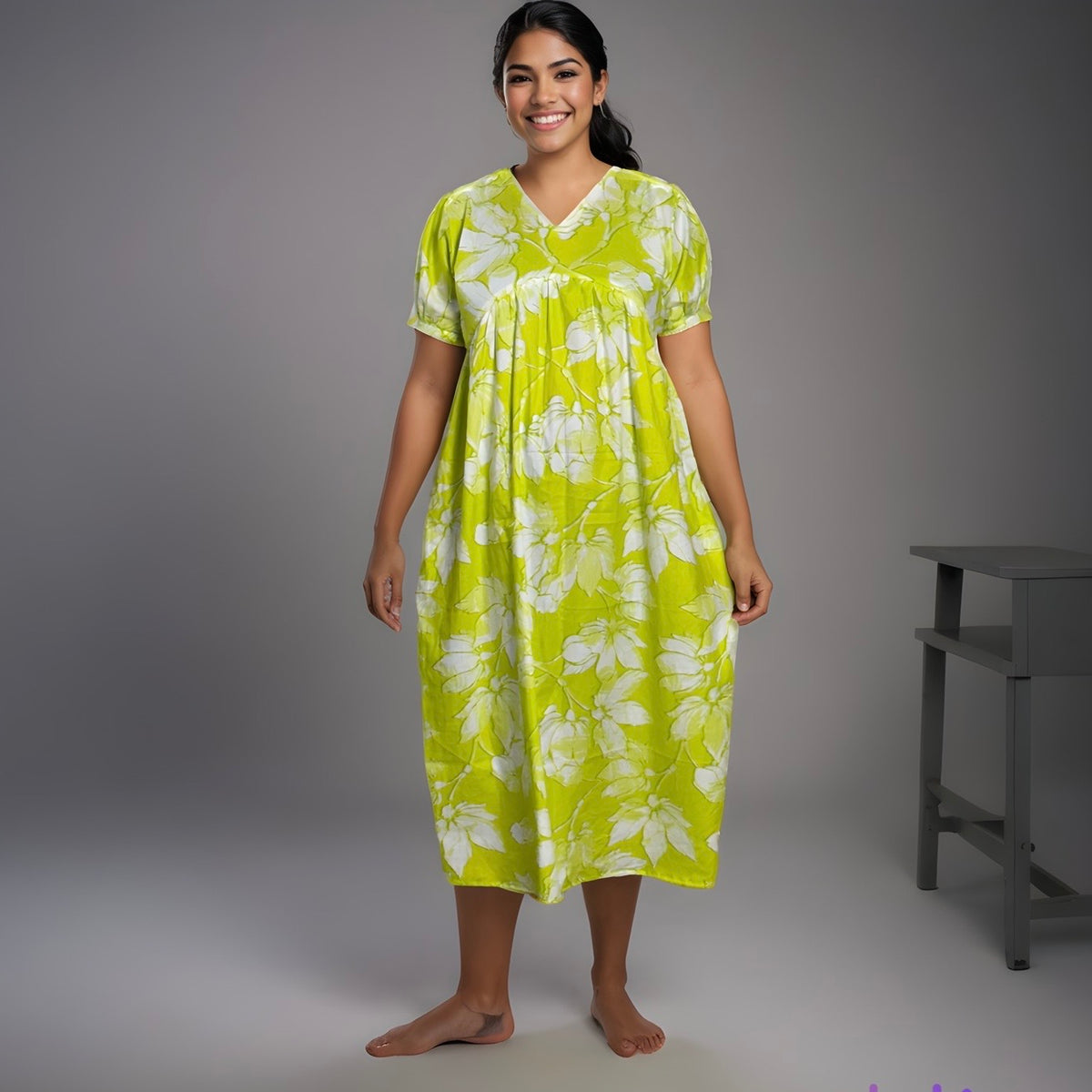 Feeding Frock Alia Cut, Free Size, Ankle Length, Tie-Up, Puff Sleeve Sleepwear in Softest Cotton Fabric (Bra Size 34"-38" | 50”-52″ length)