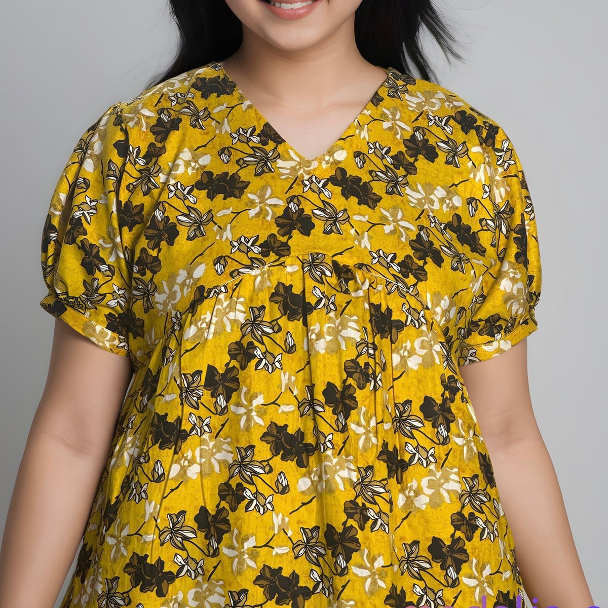Feeding Frock Alia Cut, Free Size, Ankle Length, Tie-Up, Puff Sleeve Sleepwear in Softest Cotton Fabric (Bra Size 34"-38" | 50”-52″ length)