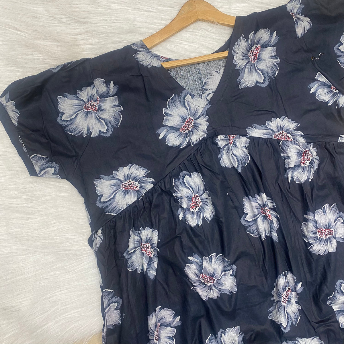 Feeding Frock Alia Cut, Free Size, Ankle Length, Tie-Up, Puff Sleeve Sleepwear in Softest Cotton Fabric (Bra Size 34"-38" | 50”-52″ length)