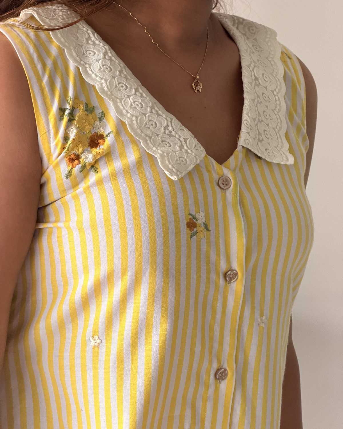 Tira | She Wardrobe Premium Cotton Striped Embroidered Maternity & Nursing Dress – Sunbeam Floral