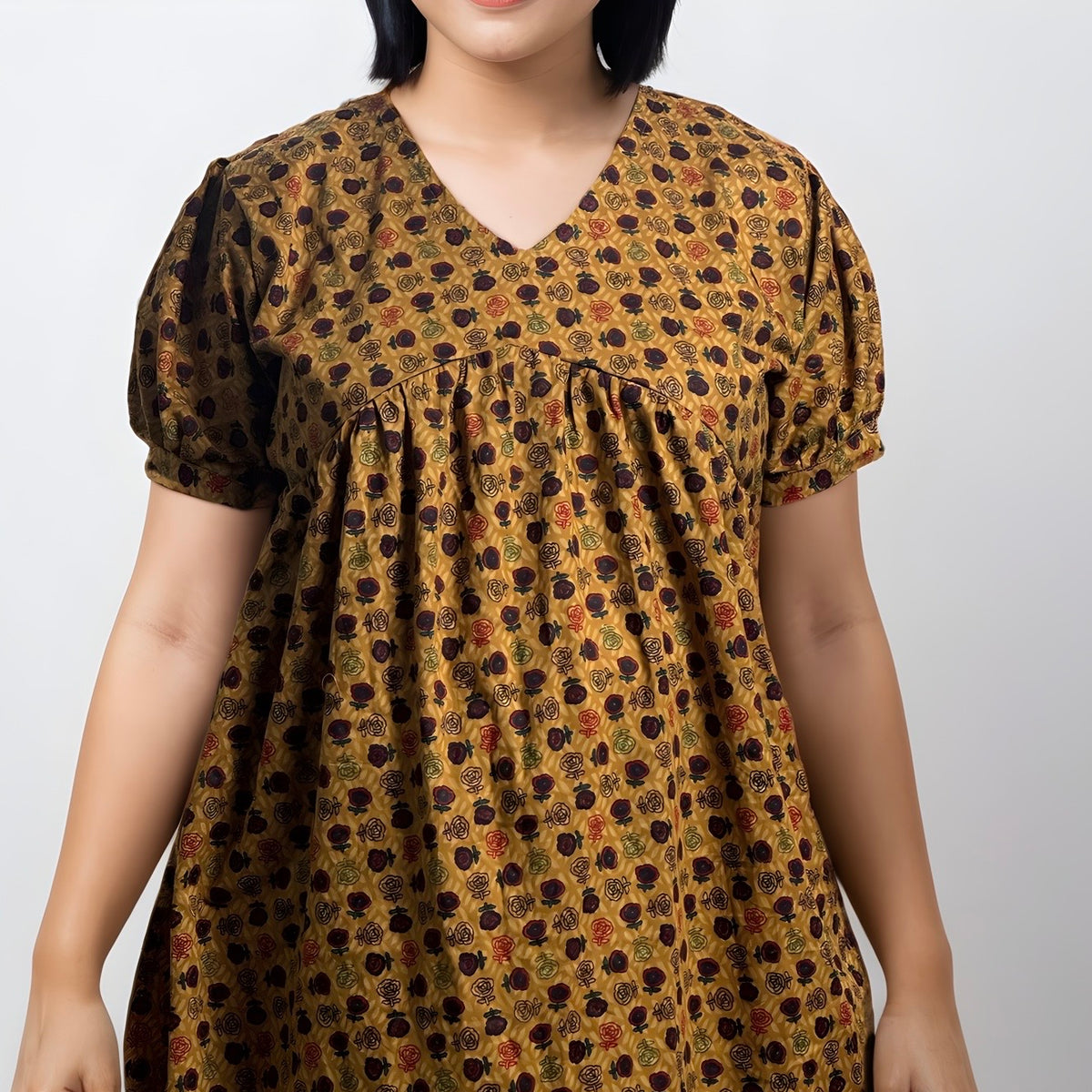 Feeding Frock Alia Cut, Free Size, Ankle Length, Tie-Up, Puff Sleeve Sleepwear in Softest Cotton Fabric (Bra Size 34"-38" | 50”-52″ length)