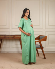 Eden | Premium Soft Cotton Button Down Polka Dot Nighty – Seafoam Green