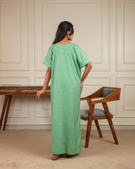Eden | Premium Soft Cotton Button Down Polka Dot Nighty – Seafoam Green