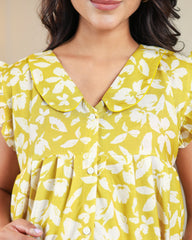 Willow | Yellow Floral Button-Down Maternity & Nursing Dress