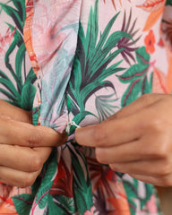 Eden | Tropical Leaf Print Premium Cambric Cotton Nursing & Maternity Maxi Dress - Free Size