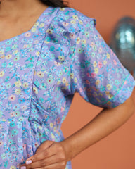 Iris | Lavender Floral Bloom Premium Cambric Cotton Nursing & Maternity Maxi Dress - Free Size