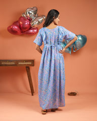 Iris | Lavender Floral Bloom Premium Cambric Cotton Nursing & Maternity Maxi Dress - Free Size