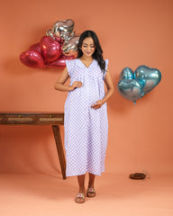 Lila | Lavender Gingham Check Button-Down Maternity & Nursing Dress