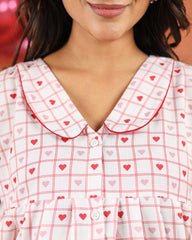 Amora | Sweetheart Grid Print Button-Down Maternity & Nursing Dress