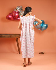 Amora | Sweetheart Grid Print Button-Down Maternity & Nursing Dress