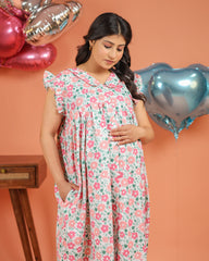 Palma | Tropical Tree Print Button-Down Maternity & Nursing Dress