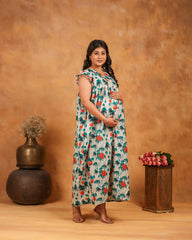 Flora | Multi-Color Garden Floral Button-Down Maternity & Nursing Dress