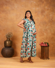 Flora | Multi-Color Garden Floral Button-Down Maternity & Nursing Dress