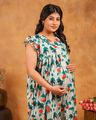 Flora | Multi-Color Garden Floral Button-Down Maternity & Nursing Dress