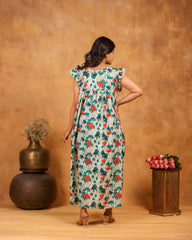Flora | Multi-Color Garden Floral Button-Down Maternity & Nursing Dress