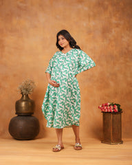 Muna | Peach Terrazzo Print Premium Rayon Nursing Kaftan - Free Size