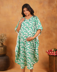 Muna | Peach Terrazzo Print Premium Rayon Nursing Kaftan - Free Size
