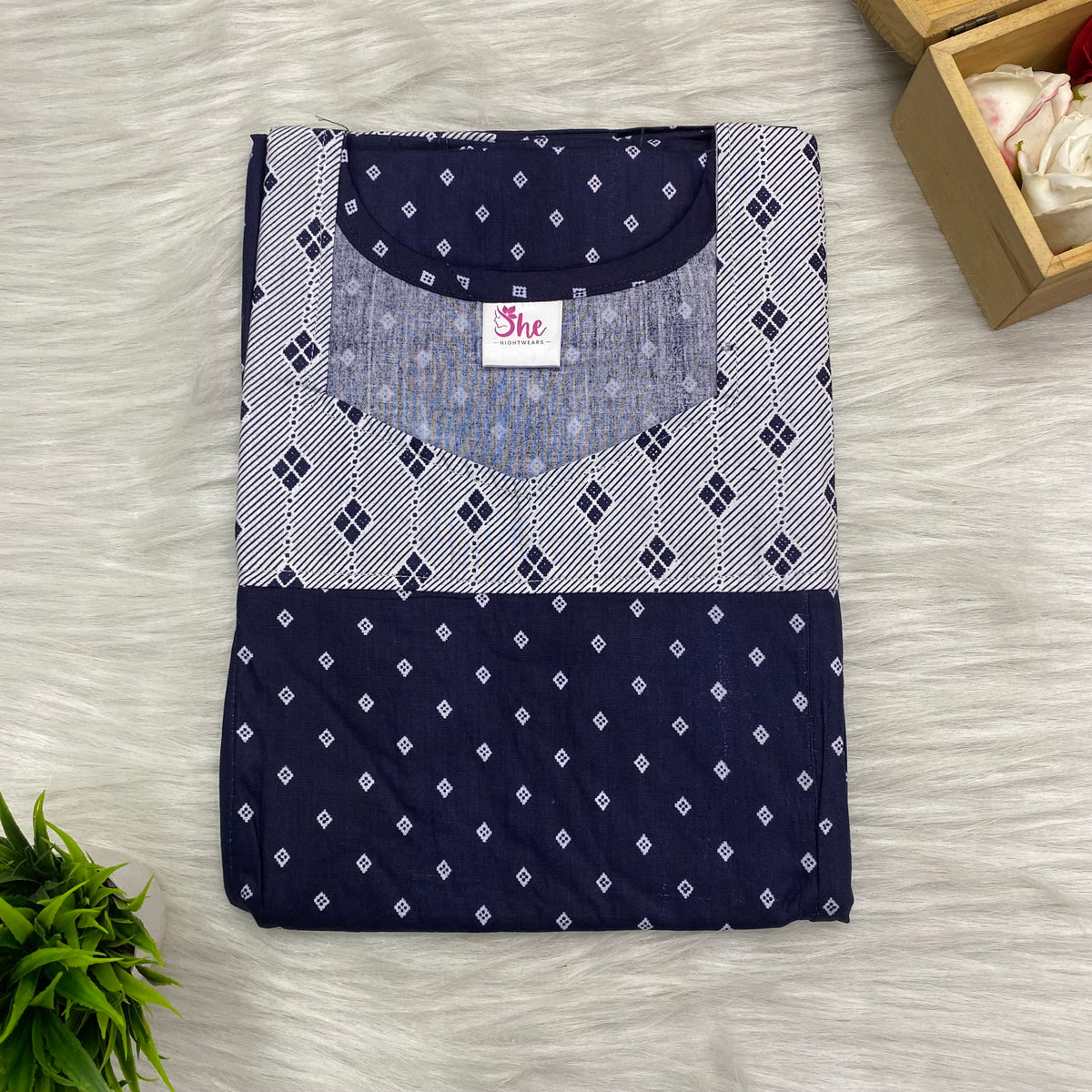 Vertical Feeding Nighty, Free Size, Short Sleeve Sleepwear in Softest Cotton Fabric (Suits for Bra 34"-38" | 54″-56″ length Offer
