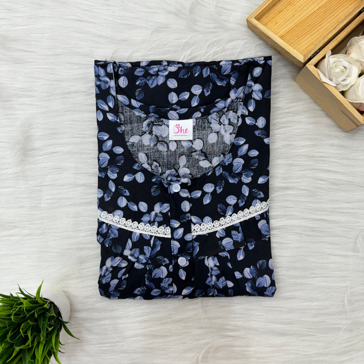 Frill Zip Cotton Nighty, Free Size, Short Sleeve Sleepwear in Softest Cotton Fabric (54″-56″ length)