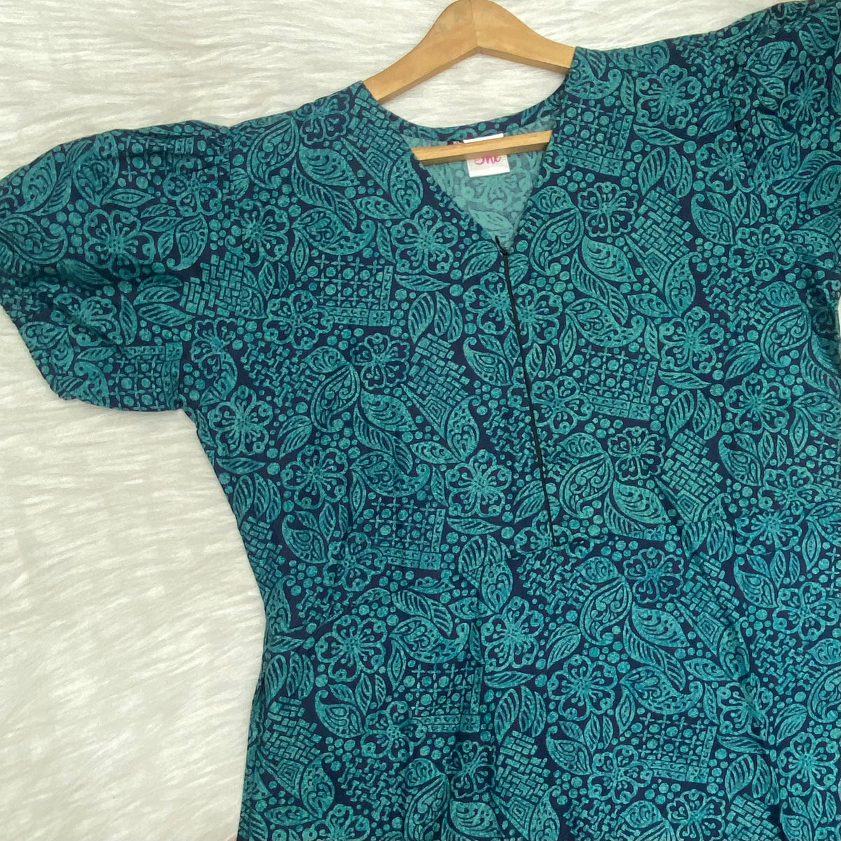 Frock Feeding Nighty, Free Size, Ankle Length, Tie-Up, Puff Sleeve Sleepwear in Softest Cotton Fabric (Bra Size 34"-38" | 50”-52″ length)