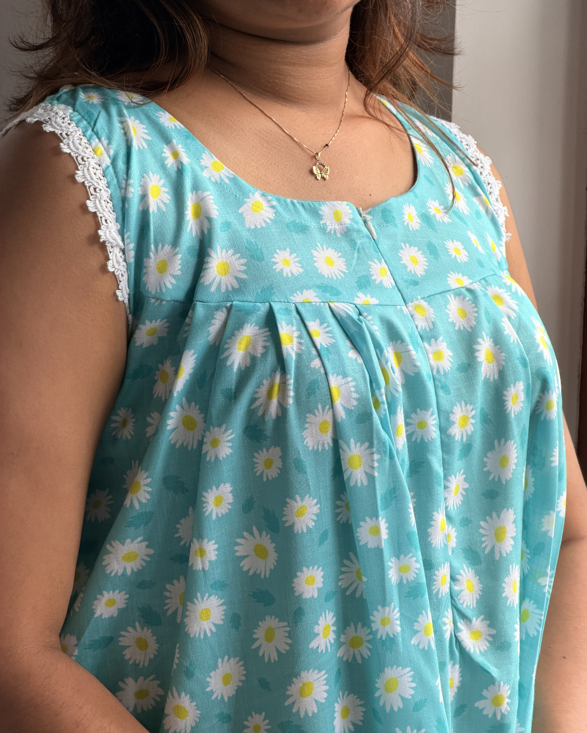 Liora | She Wardrobe Premium Cotton Maternity & Nursing Dress – Daisy Bloom