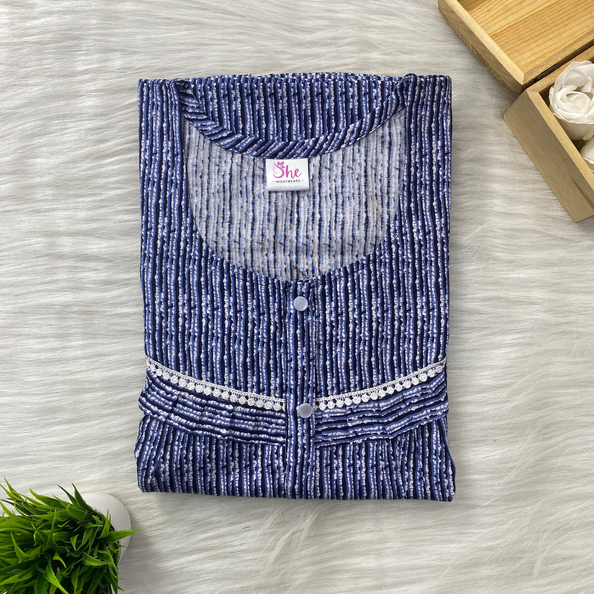 Frill Zip Cotton Nighty, Free Size, Short Sleeve Sleepwear in Softest Cotton Fabric (54″-56″ length)