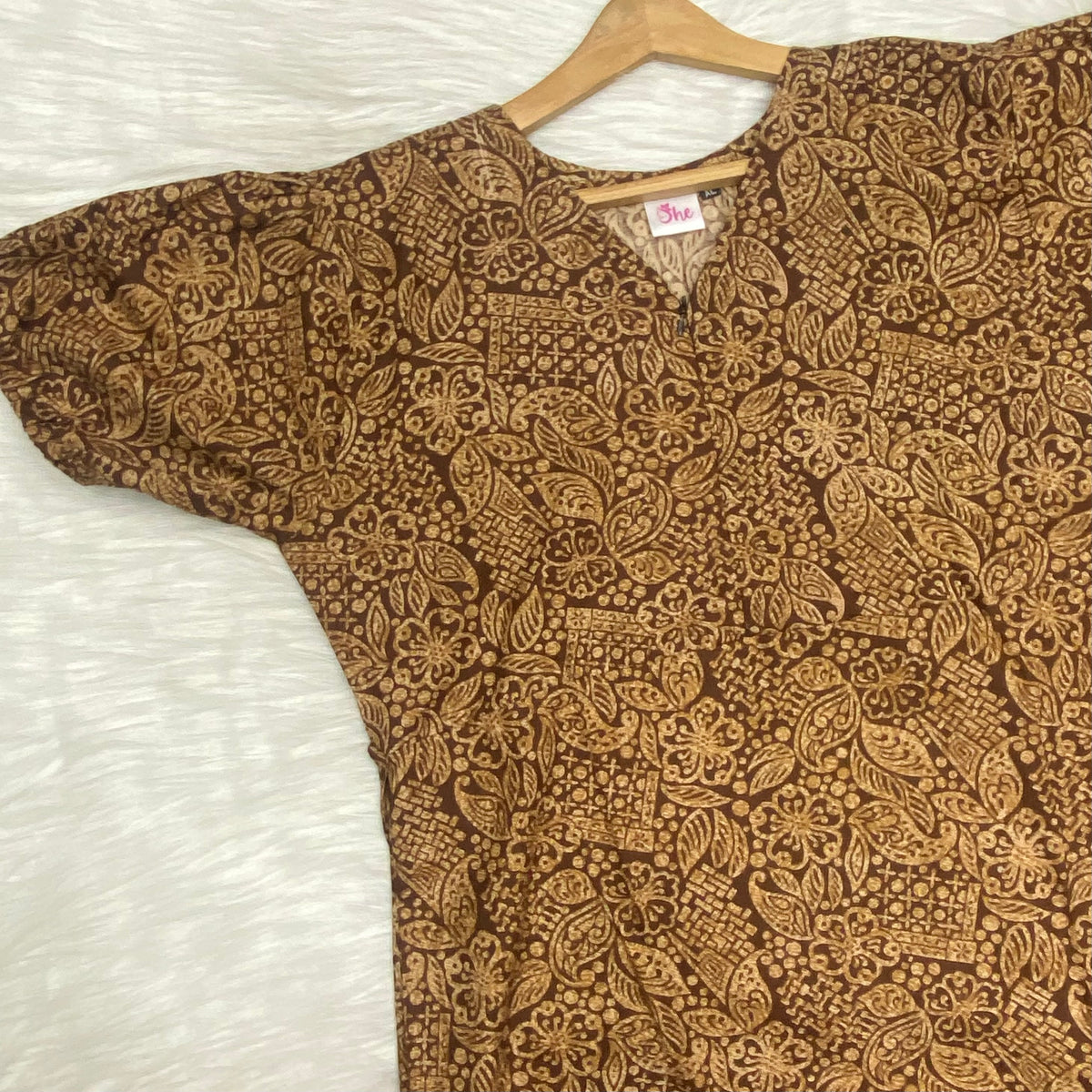 Frock Feeding Nighty, Free Size, Ankle Length, Tie-Up, Puff Sleeve Sleepwear in Softest Cotton Fabric (Bra Size 34"-38" | 50”-52″ length)