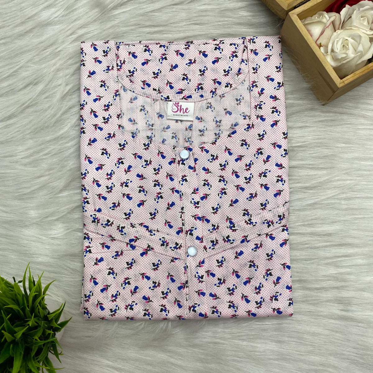 Horizontal Feeding Nighty, Free Size, Short Sleeve Sleepwear in Softest Cotton Fabric (Bra Size 34-38 | 54″-56″ Length)