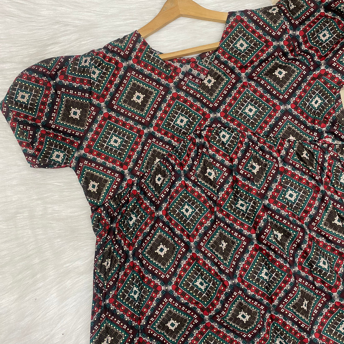 Feeding Frock Alia Cut, Free Size, Ankle Length, Tie-Up, Puff Sleeve Sleepwear in Softest Cotton Fabric (Bra Size 34"-38" | 50”-52″ length)