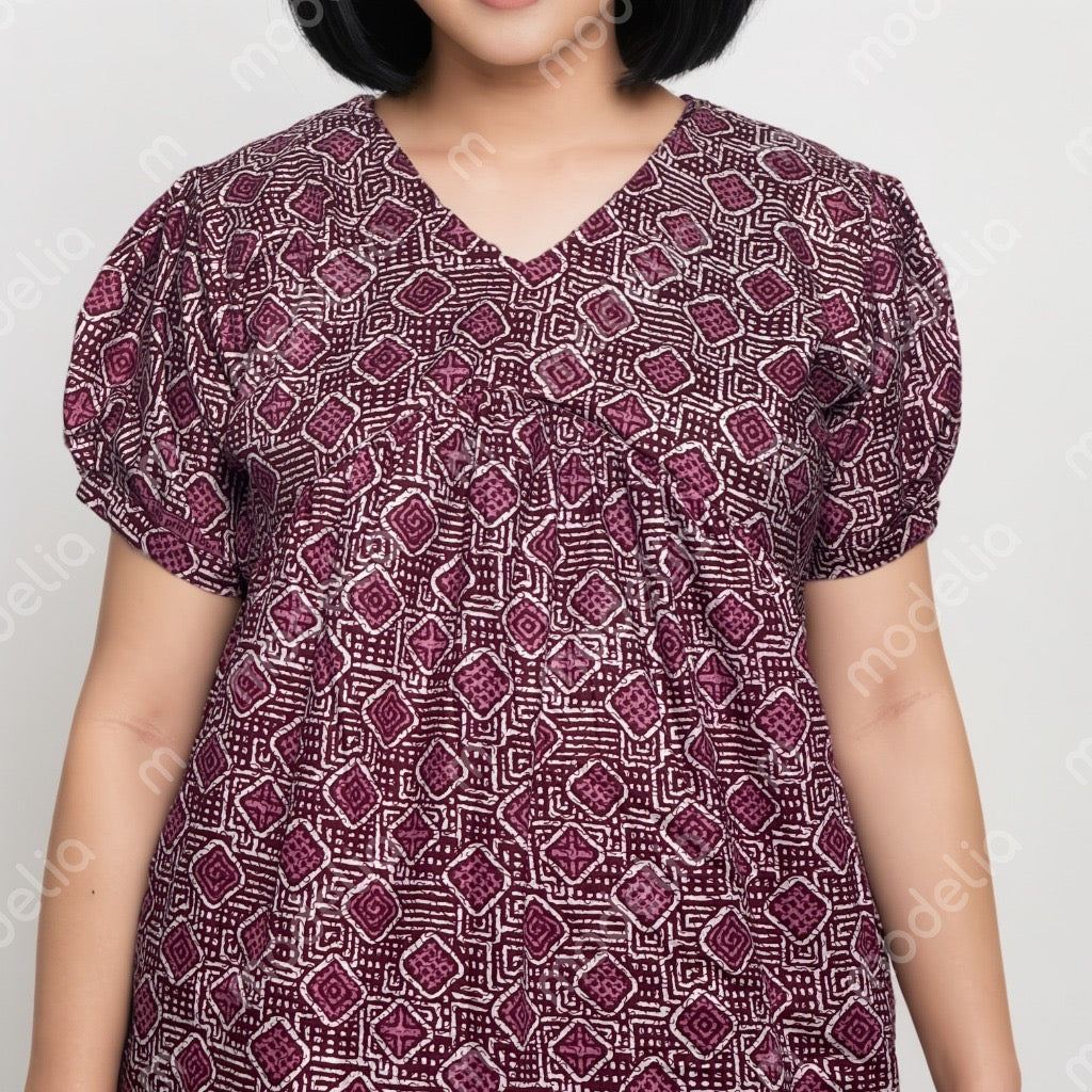 Feeding Frock Alia Cut, Free Size, Ankle Length, Tie-Up, Puff Sleeve Sleepwear in Softest Cotton Fabric (Bra Size 34"-38" | 50”-52″ length)