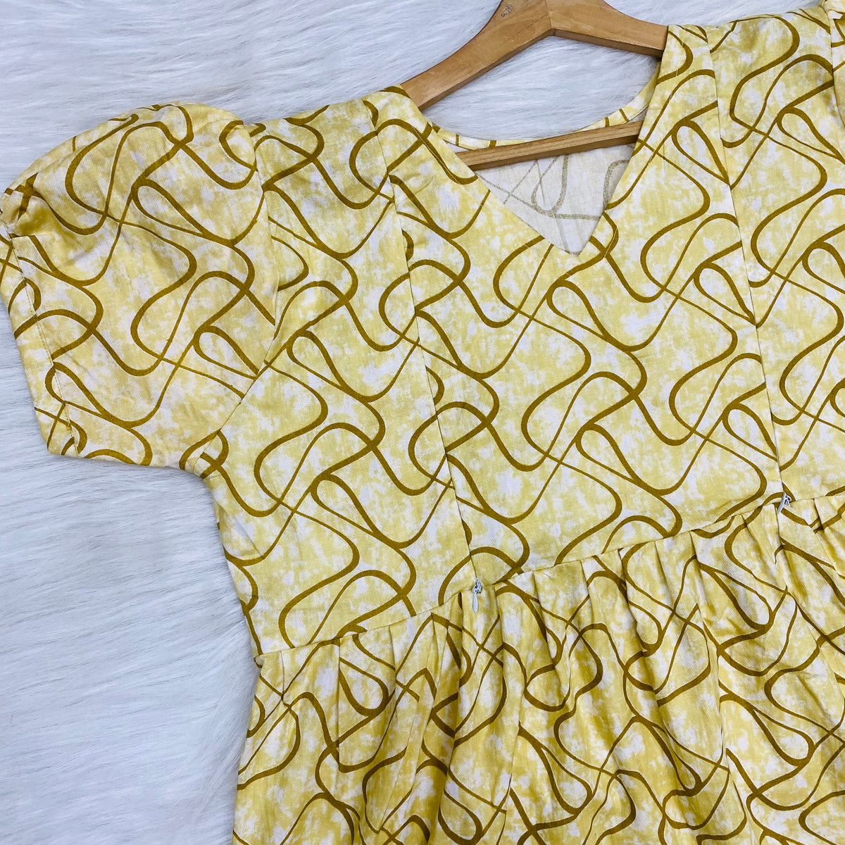 Frock Feeding Nighty, Free Size, Ankle Length, Tie-Up, Puff Sleeve Sleepwear in Softest Cotton Fabric (Bra Size 34"-38" | 50”-52″ length)