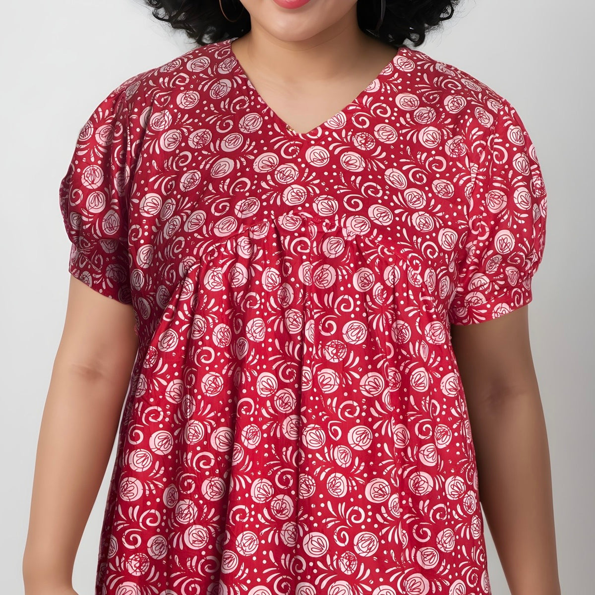 Feeding Frock Alia Cut, Free Size, Ankle Length, Tie-Up, Puff Sleeve Sleepwear in Softest Cotton Fabric (Bra Size 34"-38" | 50”-52″ length)