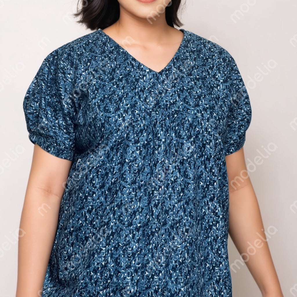 Feeding Frock Alia Cut, Free Size, Ankle Length, Tie-Up, Puff Sleeve Sleepwear in Softest Cotton Fabric (Bra Size 34"-38" | 50”-52″ length)