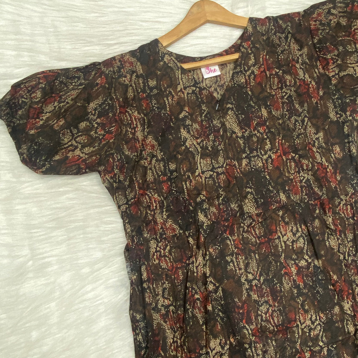 Frock Feeding Nighty, Free Size, Ankle Length, Tie-Up, Puff Sleeve Sleepwear in Softest Cotton Fabric (Bra Size 34"-38" | 50”-52″ length)