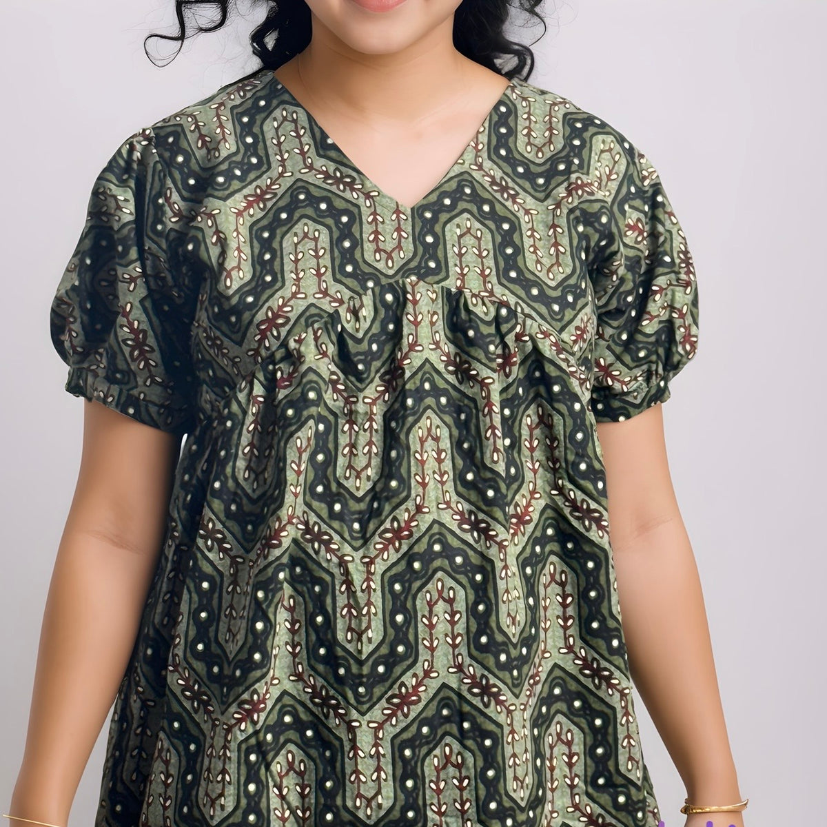 Feeding Frock Alia Cut, Free Size, Ankle Length, Tie-Up, Puff Sleeve Sleepwear in Softest Cotton Fabric (Bra Size 34"-38" | 50”-52″ length)