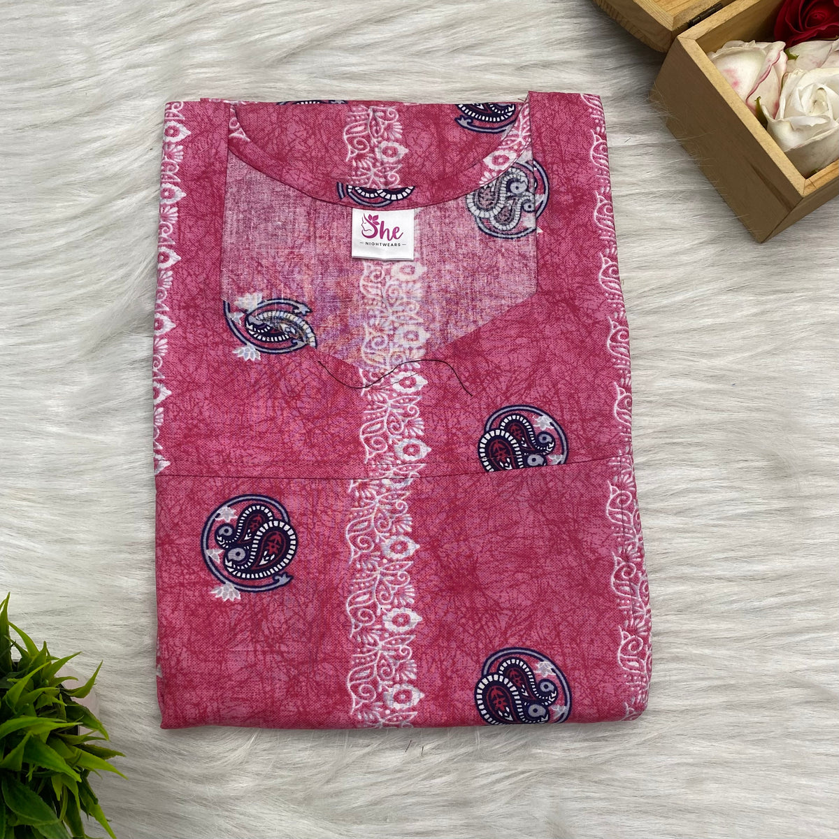 Vertical Feeding Nighty, Free Size, Short Sleeve Sleepwear in Softest Cotton Fabric (Suits for Bra 34"-38" | 54″-56″ length Offer