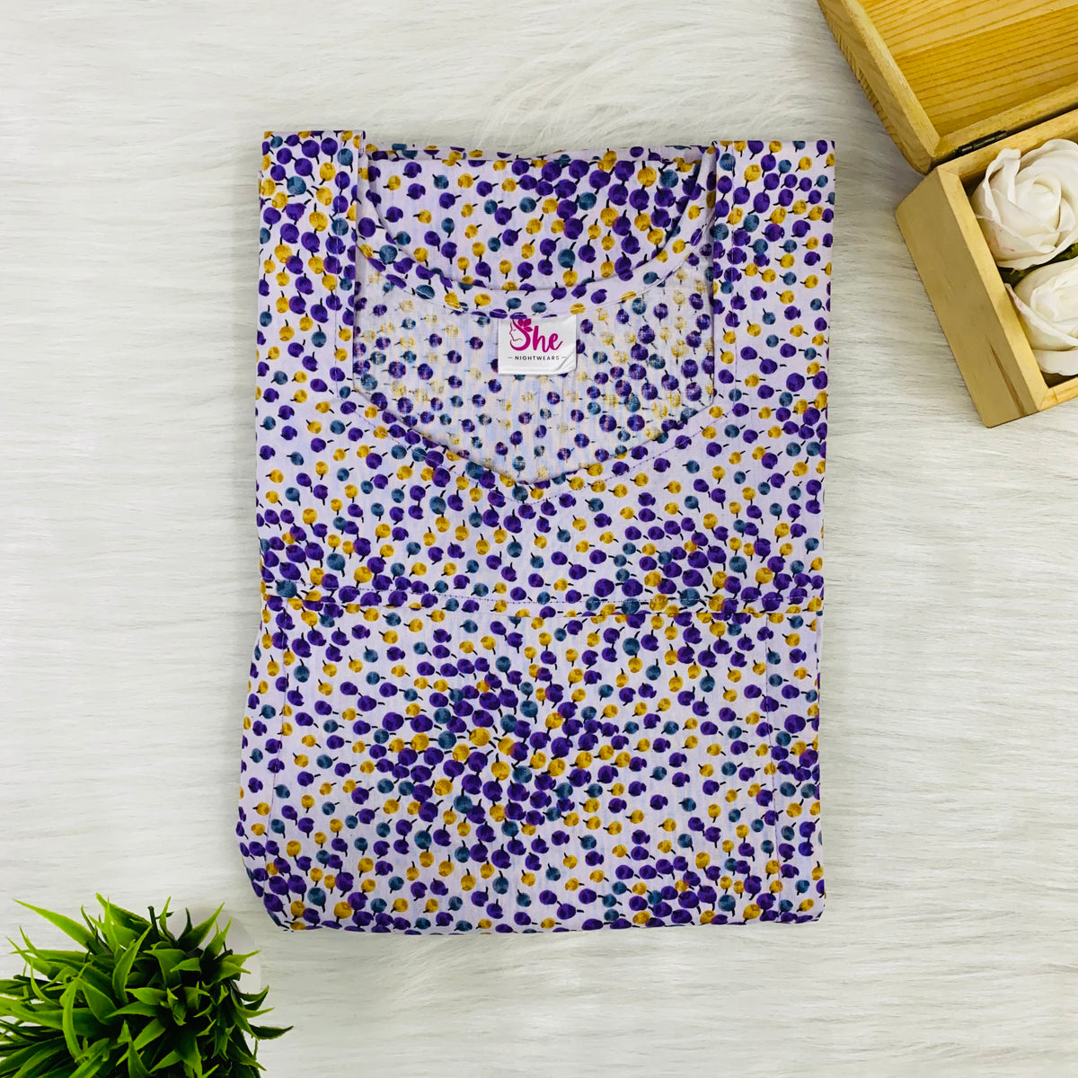 Vertical Feeding Nighty, Free Size, Short Sleeve Sleepwear in Softest Cotton Fabric (Suits for Bra 34"-38" | 54″-56″ length