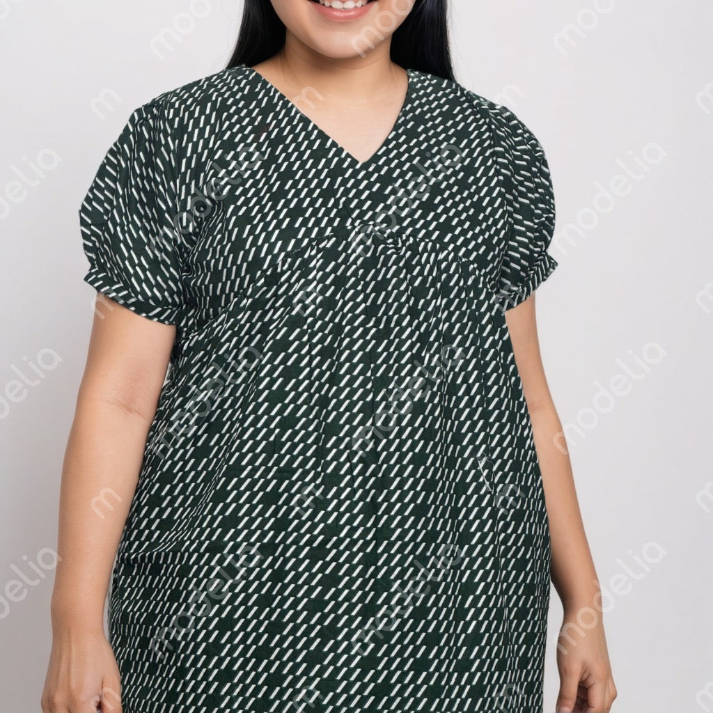 Feeding Frock Alia Cut, Free Size, Ankle Length, Tie-Up, Puff Sleeve Sleepwear in Softest Cotton Fabric (Bra Size 34"-38" | 50”-52″ length)