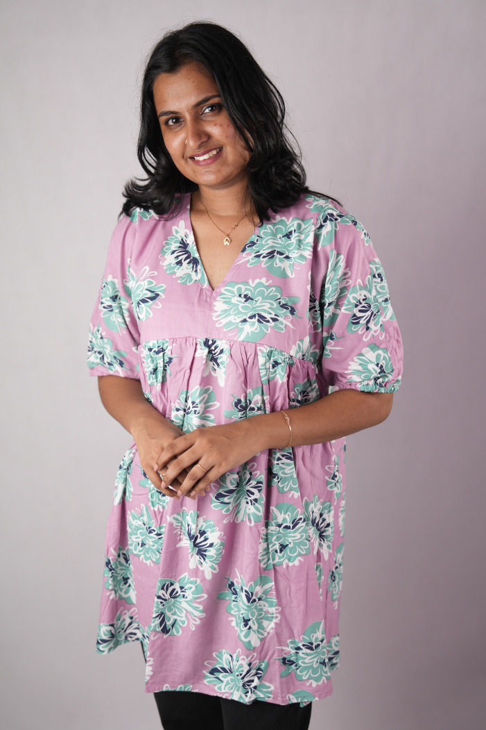 Premium Rayon Maternity Crop Top | Abstract Print | Feeding Compatible & Comfortable
