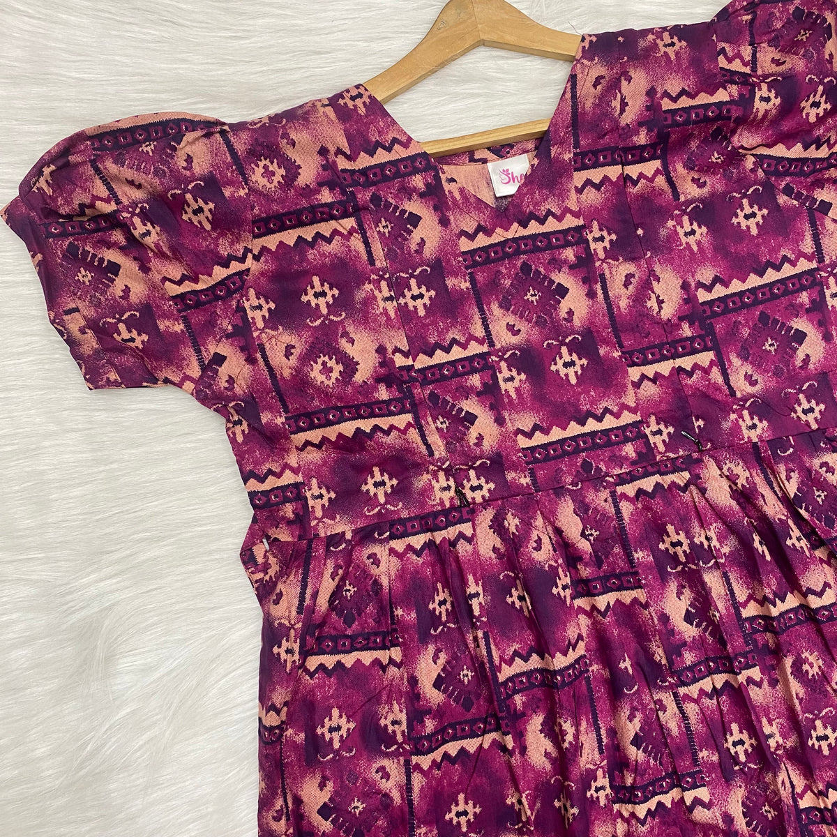 Frock Feeding Nighty, Free Size, Ankle Length, Tie-Up, Puff Sleeve Sleepwear in Softest Cotton Fabric (Bra Size 34"-38" | 50”-52″ length)
