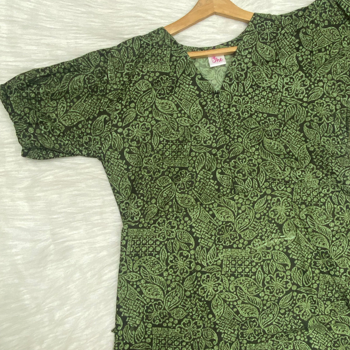 Frock Feeding Nighty, Free Size, Ankle Length, Tie-Up, Puff Sleeve Sleepwear in Softest Cotton Fabric (Bra Size 34"-38" | 50”-52″ length)