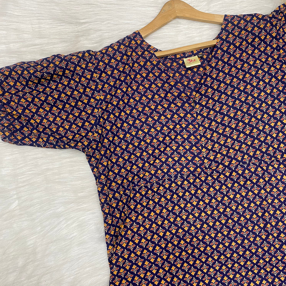 Frock Feeding Nighty, Free Size, Ankle Length, Tie-Up, Puff Sleeve Sleepwear in Softest Cotton Fabric (Bra Size 34"-38" | 50”-52″ length)