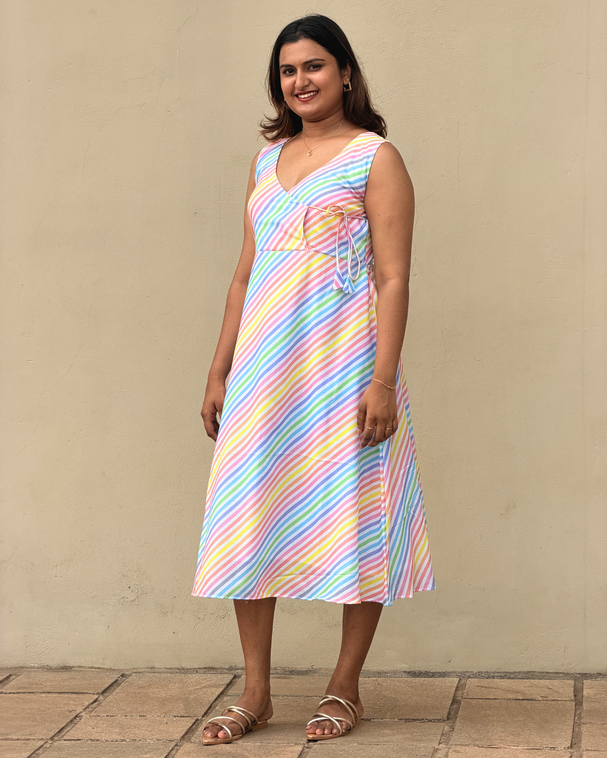 Aurora Rainbow Stripe Maternity Feeding Dress